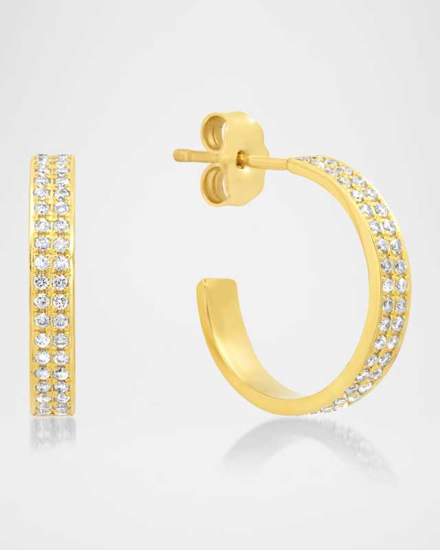 18K Yellow Gold Mini Ellen Hoop Earrings with Diamonds